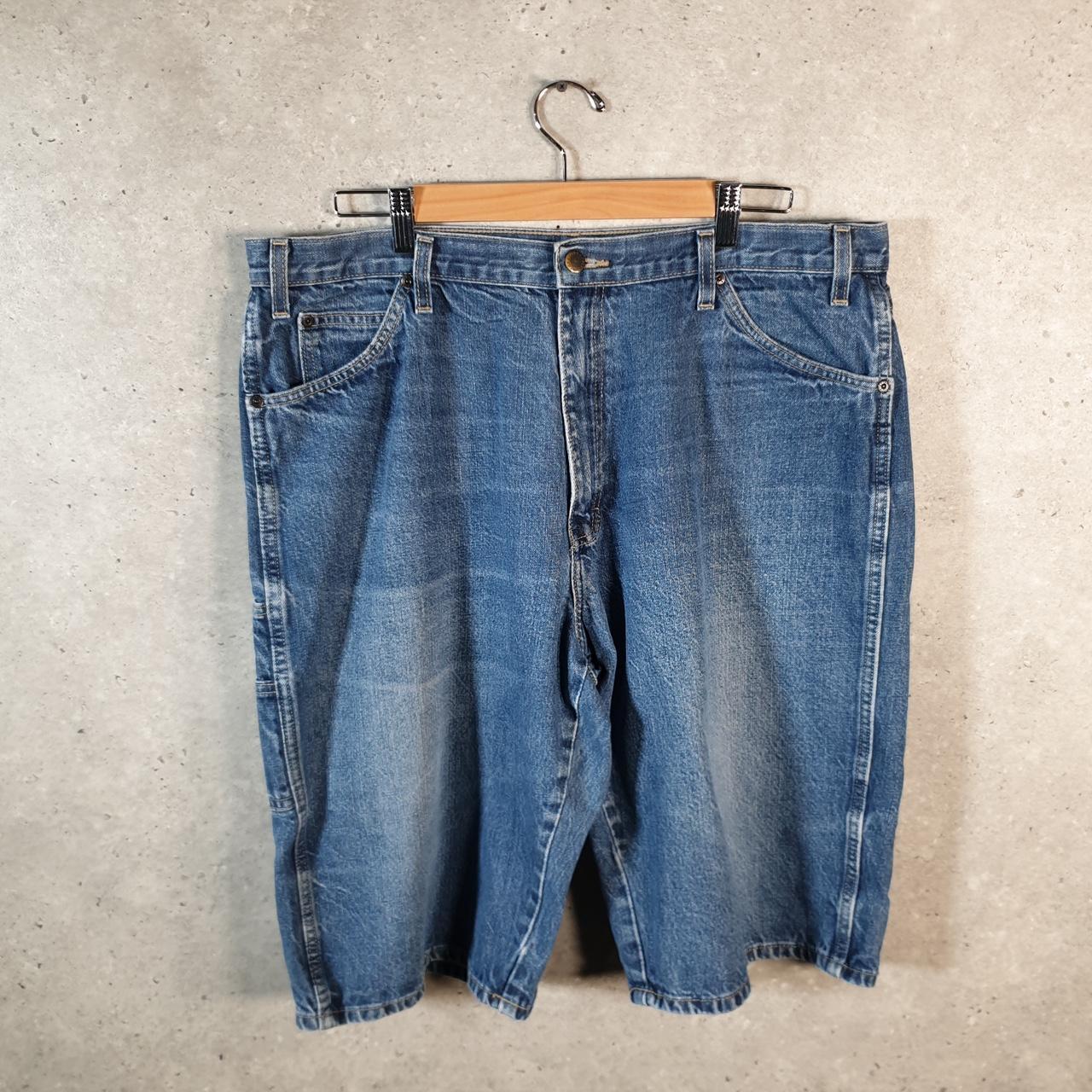 Vintage Dickies Baggy Denim Jean Shorts Jorts Cargo Mens W40 Blue Loose Fit