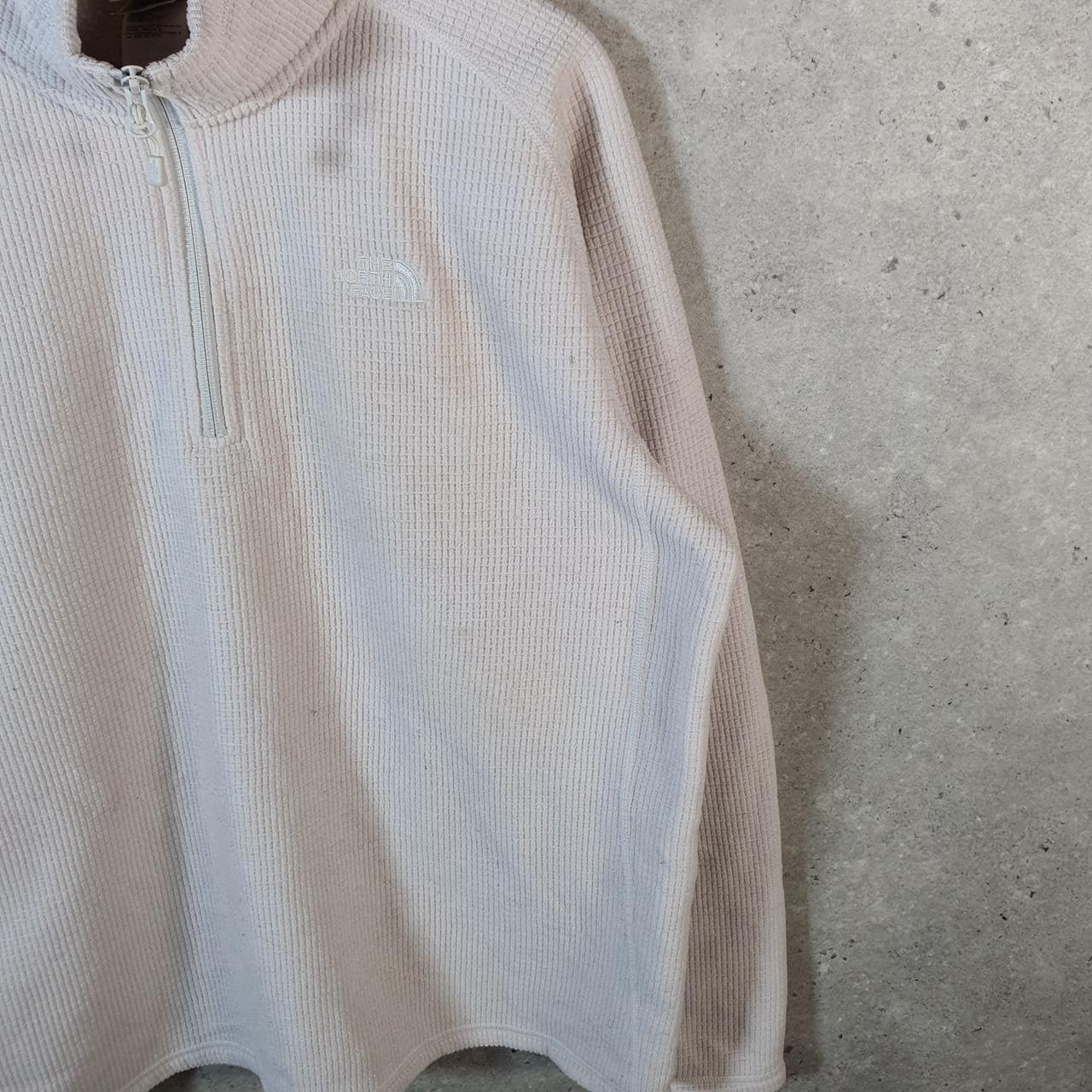 Vintage The North Face TNF Fleece Sweatshirt Mens 1/4 Zip Large Beige Pullover Logo