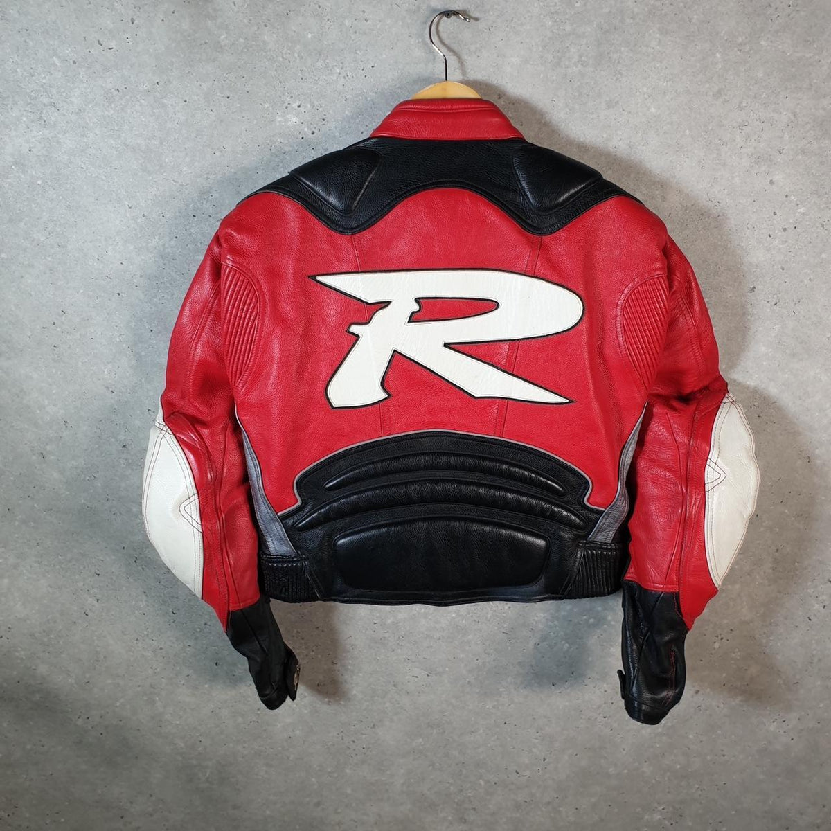 Vintage Frank Thomas R Series Motorcycle Jacket Mens XS Red Armoured Padded Shoulder Elbows
