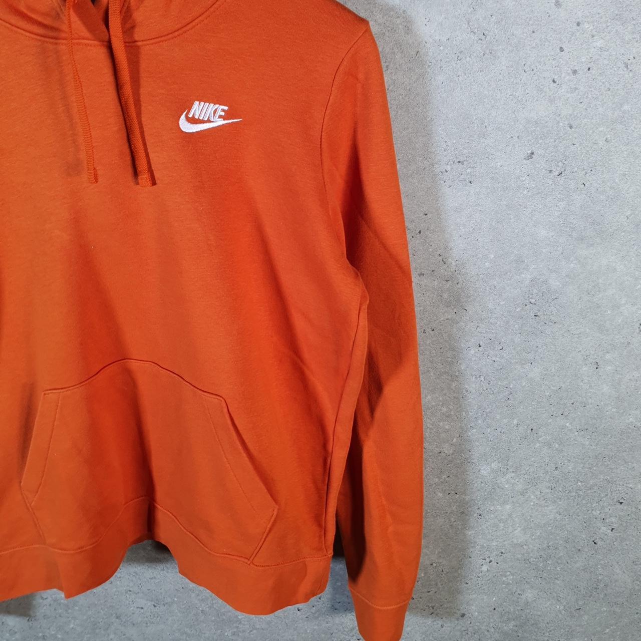Vintage Nike Club Embroidered Hoodie Men’s Medium Orange Swoosh Y2K Pullover Logo
