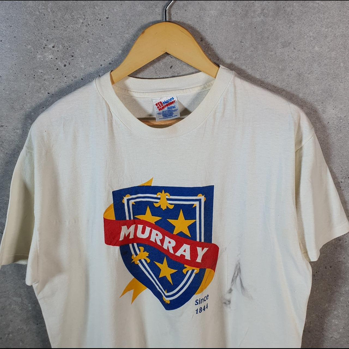 Vintage Hanes Murray Since 1984 Graphic USA 90s Single Stitch T Shirt Men’s Large White C9459