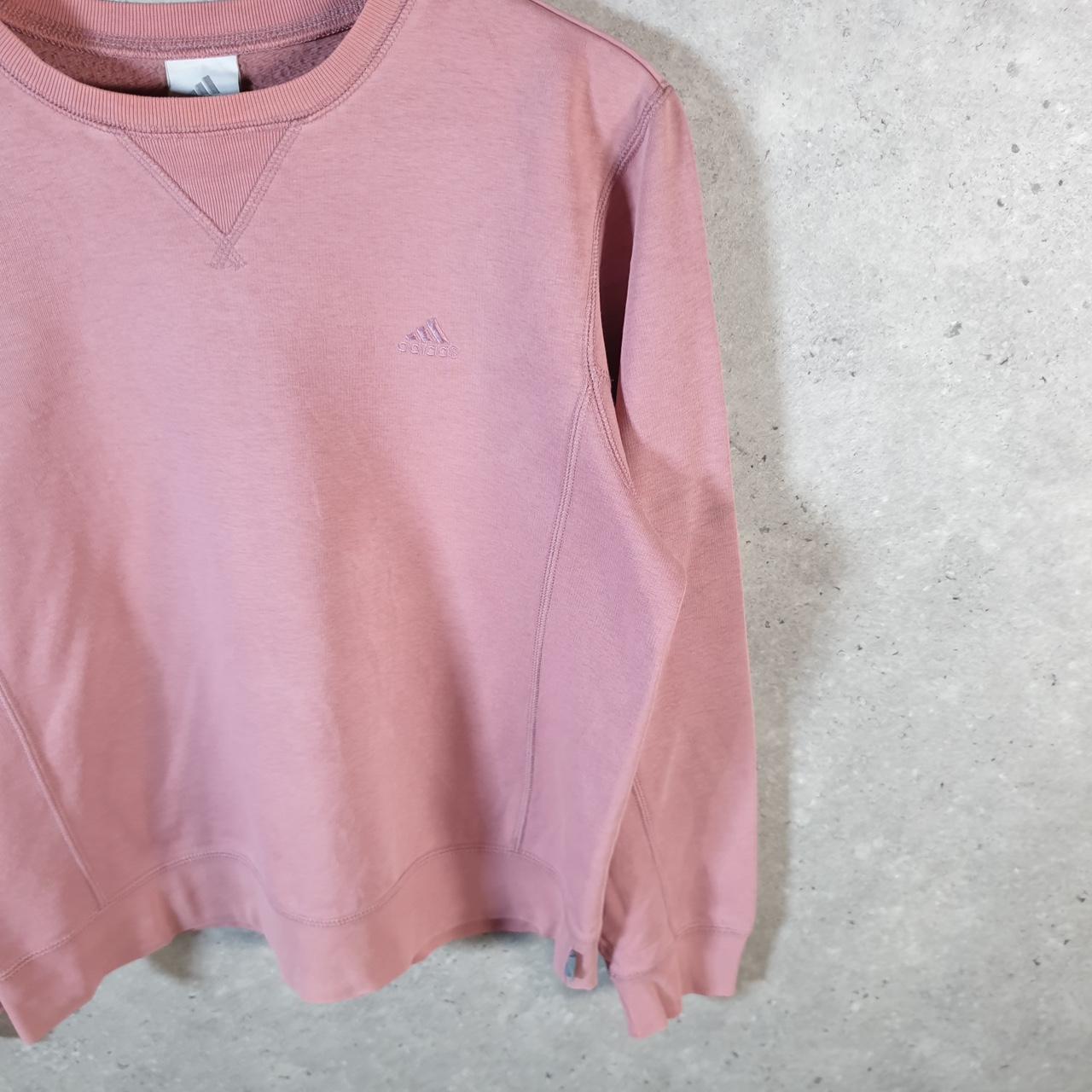 Vintage Adidas 90s Embroidered Sweatshirt Womens UK14 Pink Y2K Pullover Casual