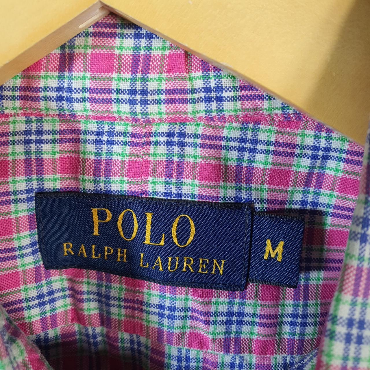 Vintage Ralph Lauren Button Down Shirt Mens Medium Pink Checkered Classic Fit
