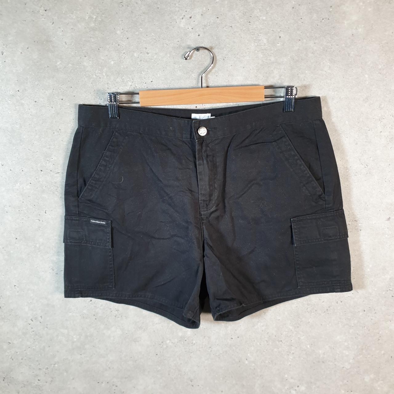 Vintage Calvin Klein Baggy Shorts Jorts Cargo Womens W36 Black Relaxed Denim