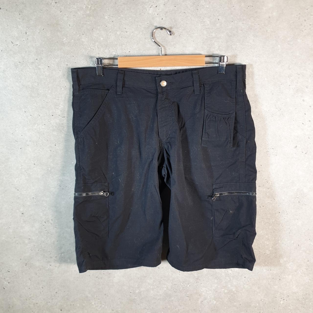 Vintage Carhartt Baggy Carpenter Shorts Jorts Cargo Womens W36 Black Relaxed Fit Workwear