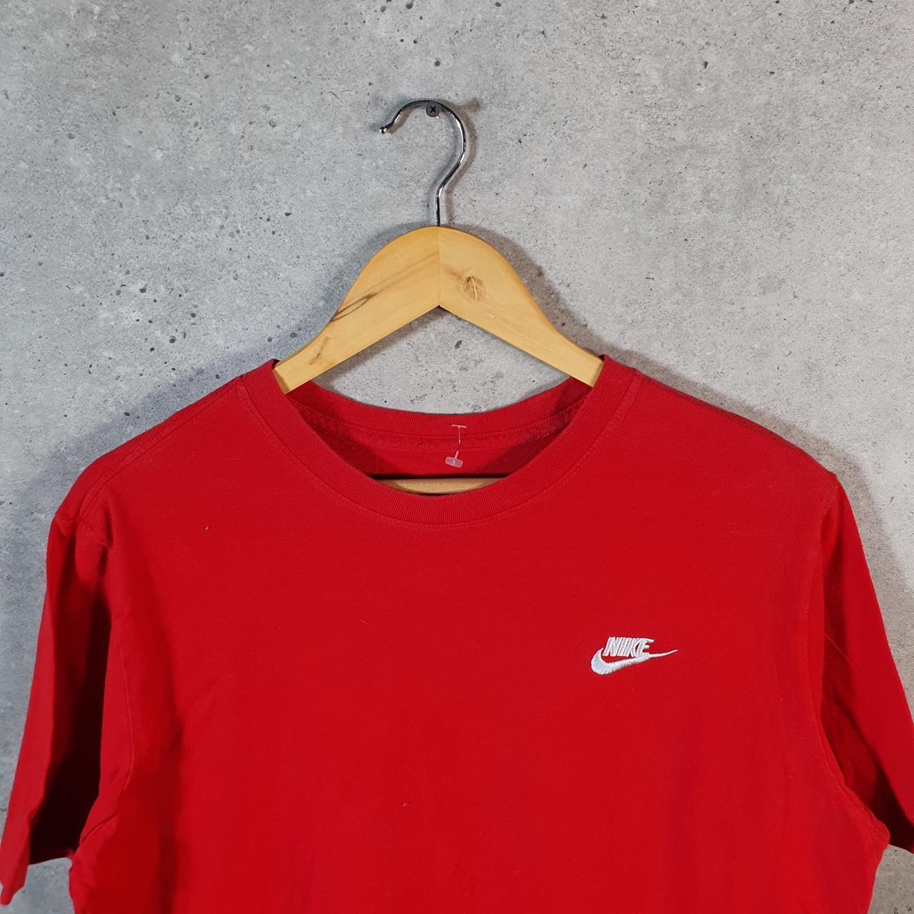 Vintage Nike Club T Shirt Men’s Medium Red Embroidered Swoosh Logo Athletic Big Fish Vintage