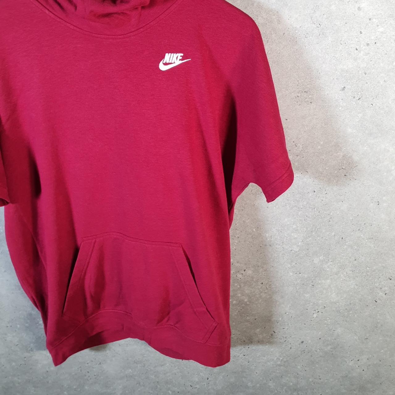 Vintage Nike Club Short Sleeve Hoodie Men’s Small Pink Swoosh Y2K Pullover