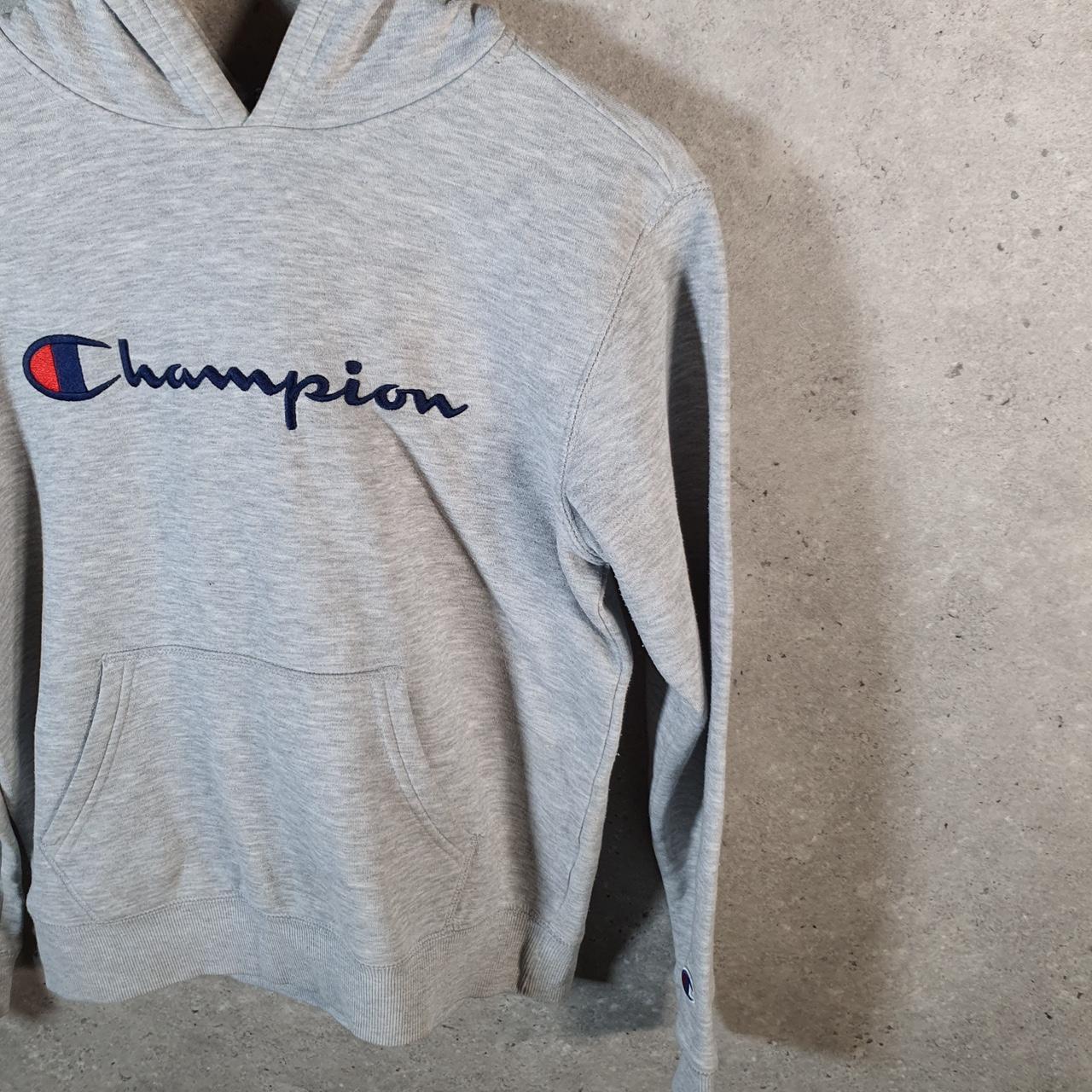 Vintage Champion Spellout Embroidered Hoodie Youth Large Grey Pro Sport Pullover