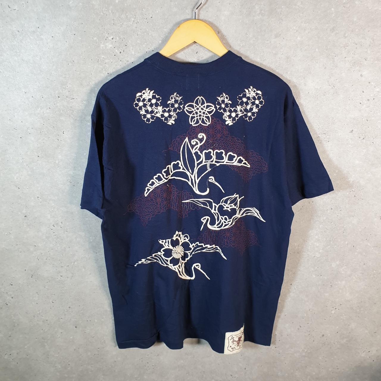 Vintage Kume Japan Tokyo Rume Hokusai Project Sumida T Shirt Men’s Large Navy Blue