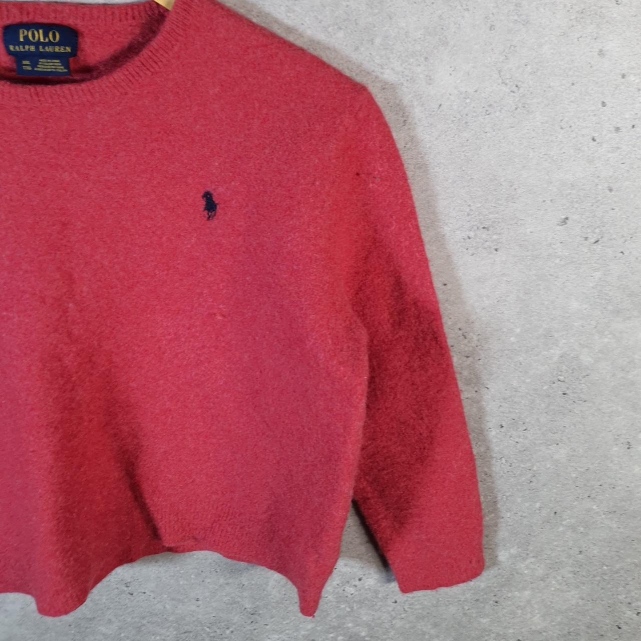 Vintage Ralph Lauren Polo Wool Knit Sweatshirt Womens Medium Pink Pony