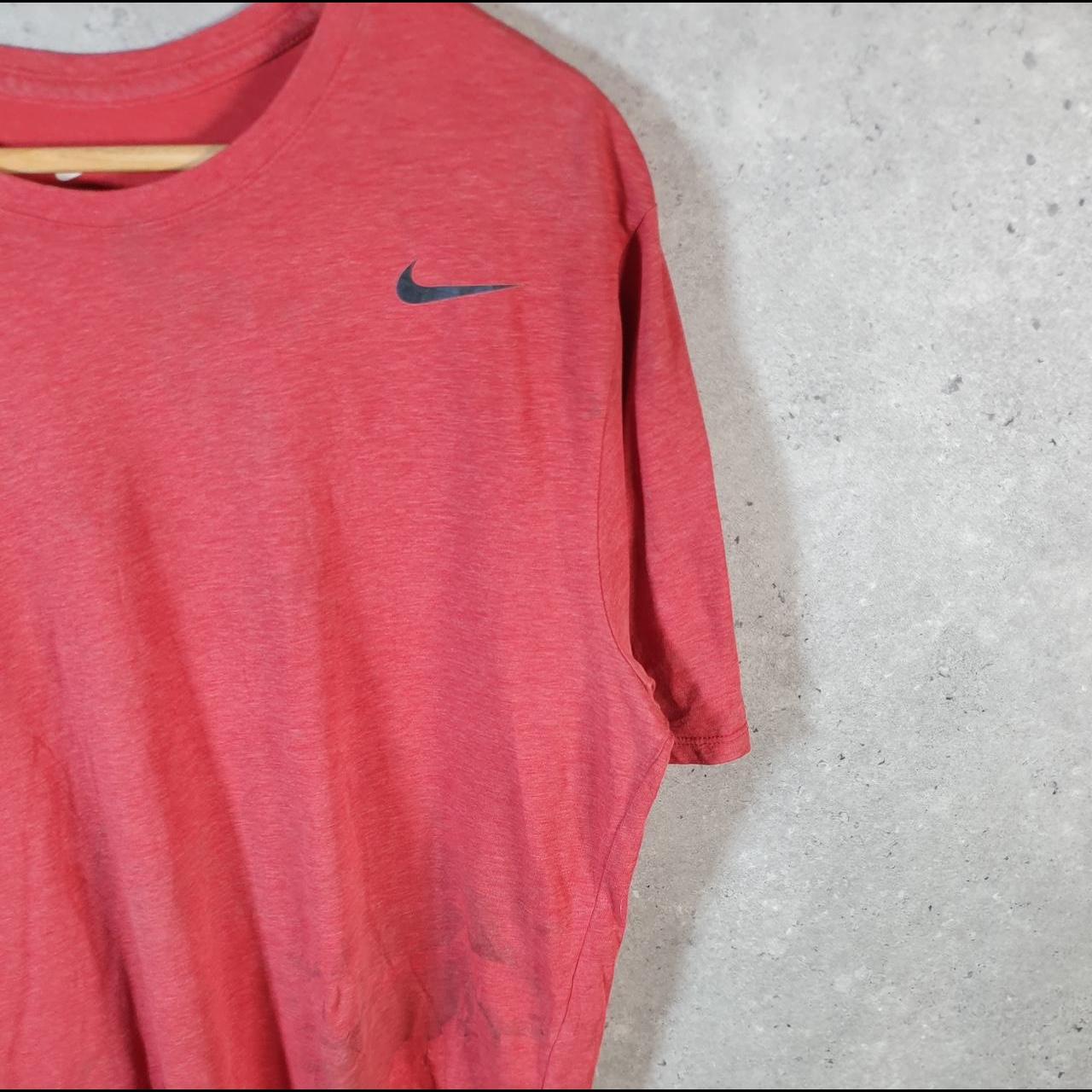 Vintage Nike Dri Fit Running T Shirt Men’s Large Red Swoosh Logo Athletic