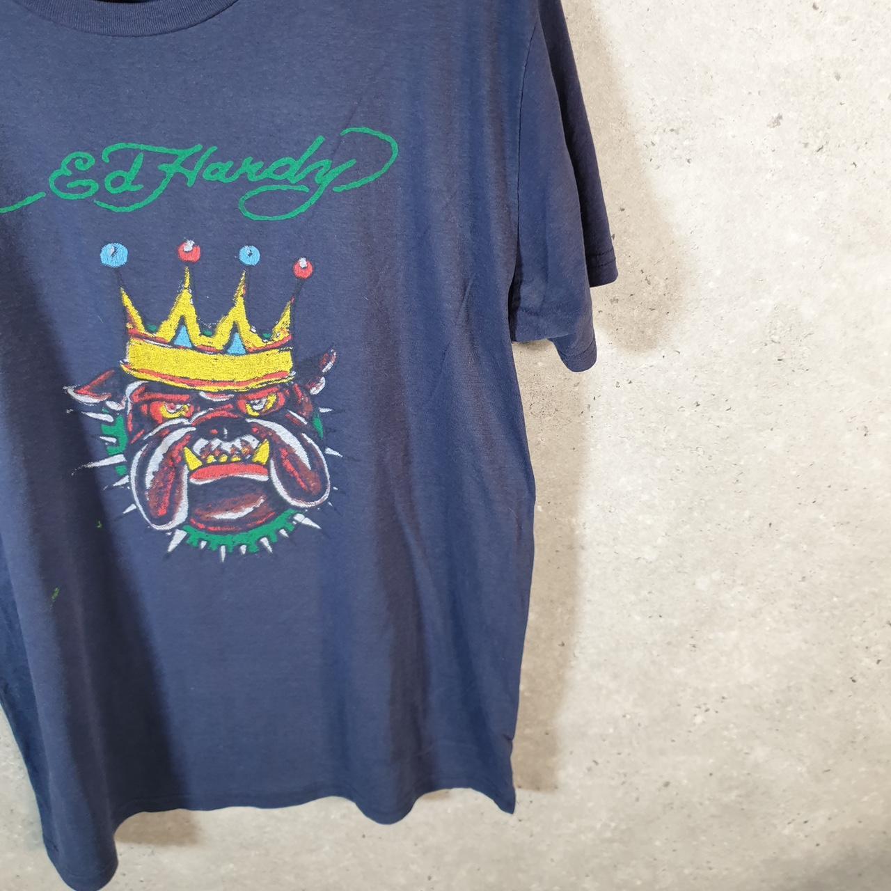 Vintage Ed Hardy T Shirt Men’s Medium Blue Christian Audigier Love Heart Graphic Skull Y2K