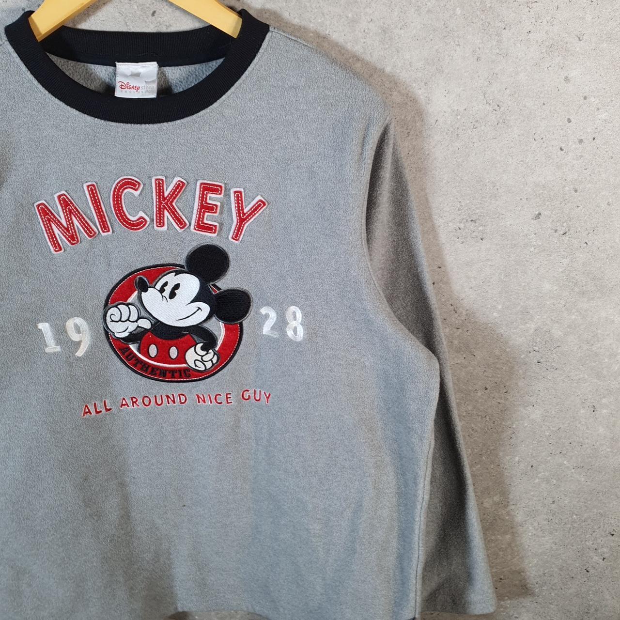 Disney Mickey Mouse Fleece Pullover Sweatshirt Mens Small Grey Embroidered Logo