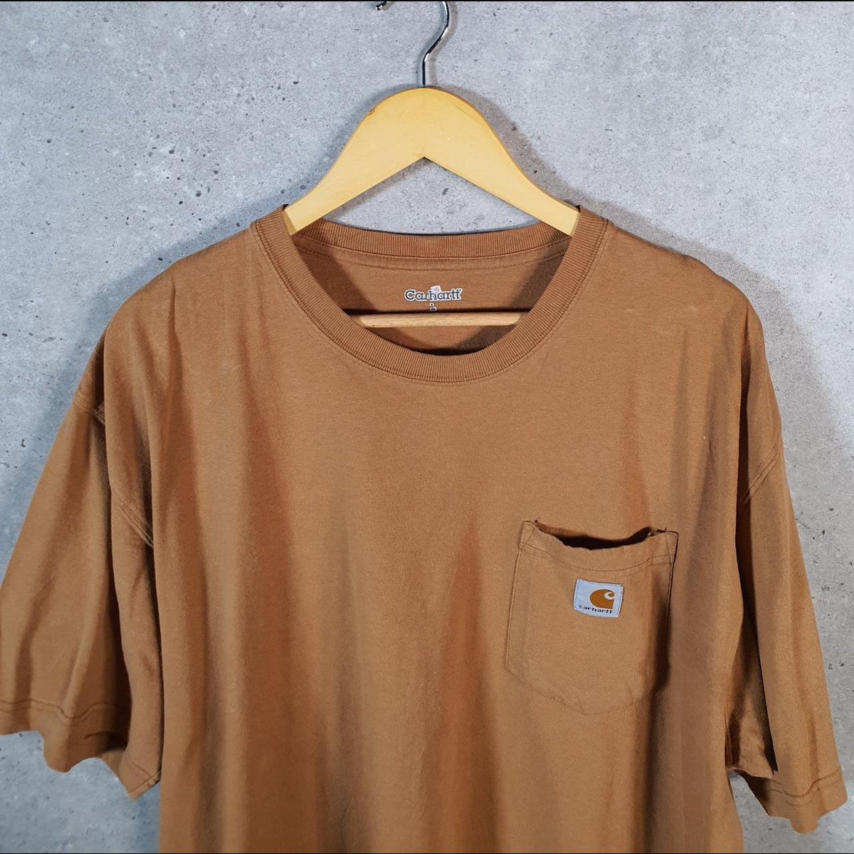 Vintage Carhartt Pocket T Shirt Men’s Large Brown Workwear Chore Utility Loose Fit C9252