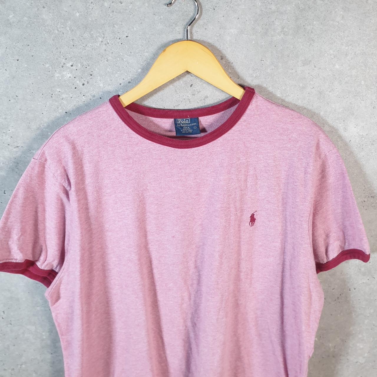 Vintage Ralph Lauren Polo T Shirt Men’s Large Pink Embroidered Classic Fit Pony C9038