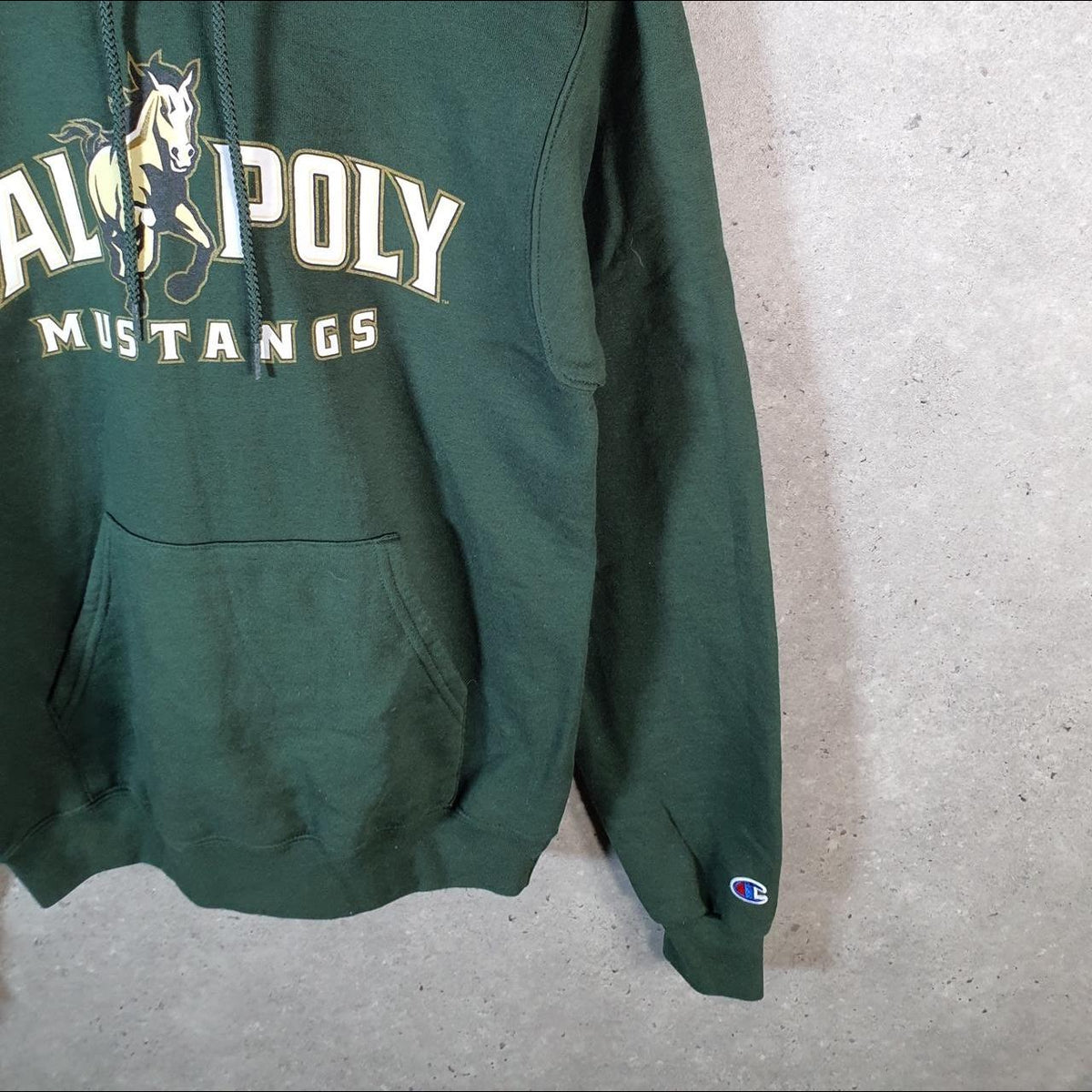 Vintage Champion Hoodie Men’s XS Green Pro Sport Pullover Cal Poly Mustangs