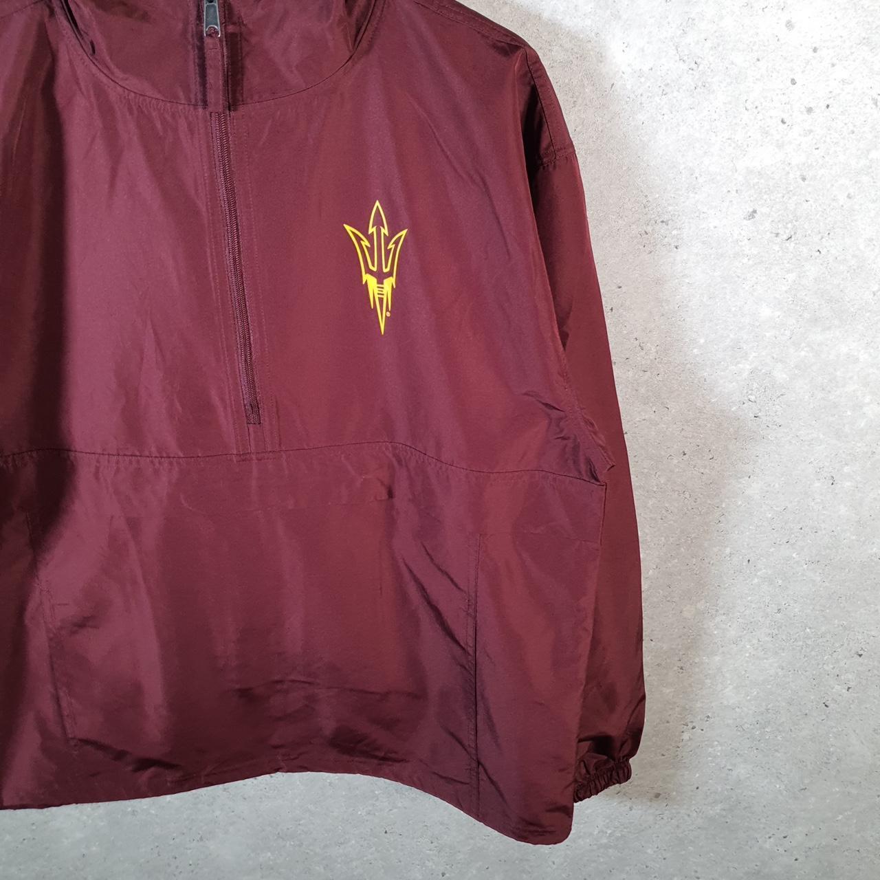 Vintage Champion Windbreaker Track Jacket Mens Medium Burgundy Logo 1/4 Zip Hoodie