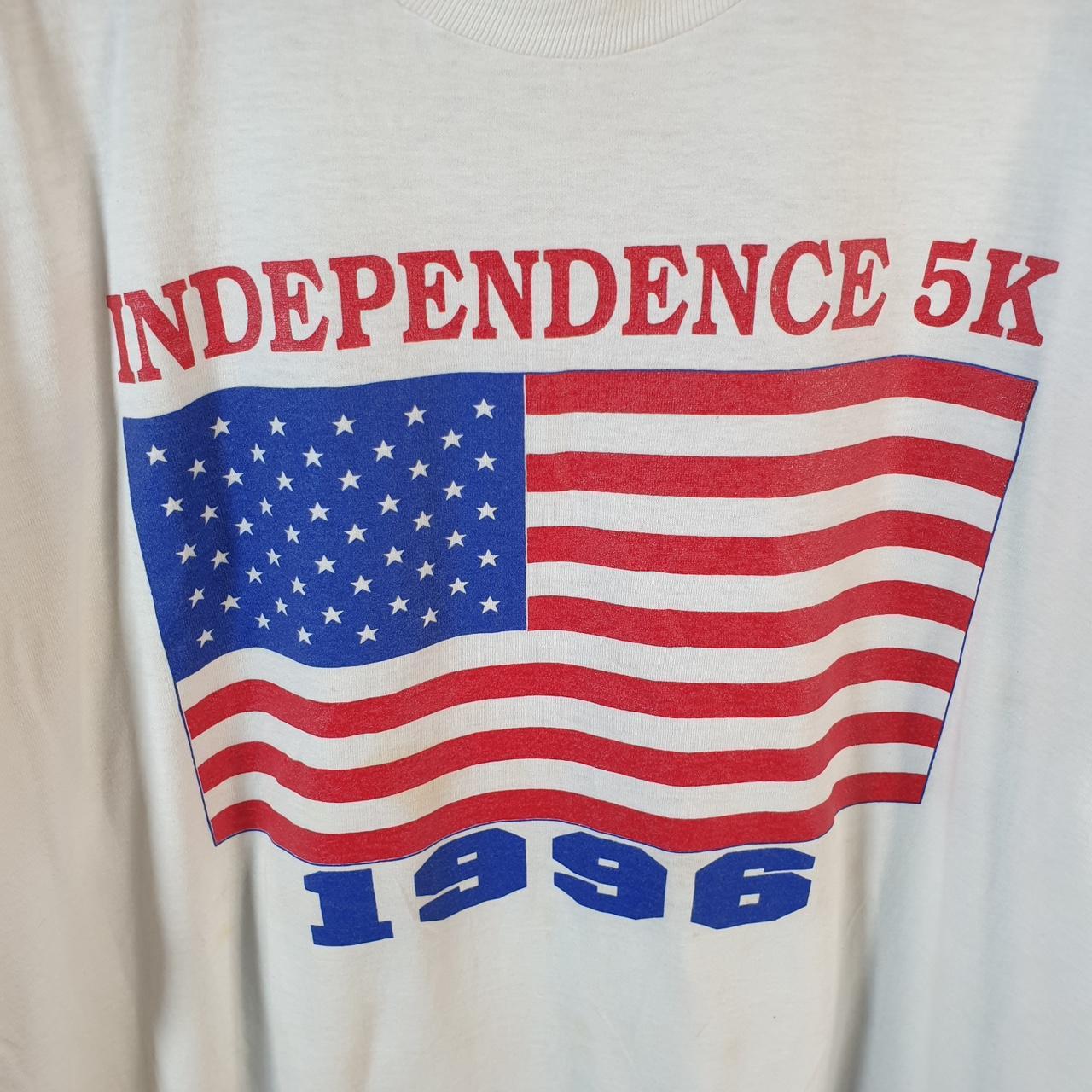 Vintage 1996 Independence 5k Farmers Walk USA Single Stitch T Shirt Men’s Large White