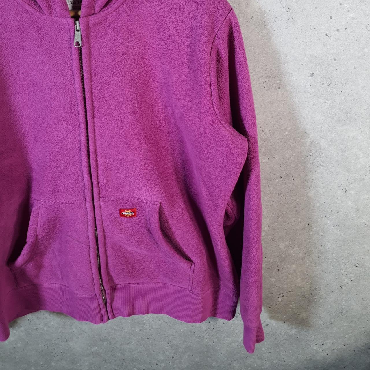 Vintage Dickies Full Zip Fleece Hoodie Womens Large Purple Spellout Logo Winter