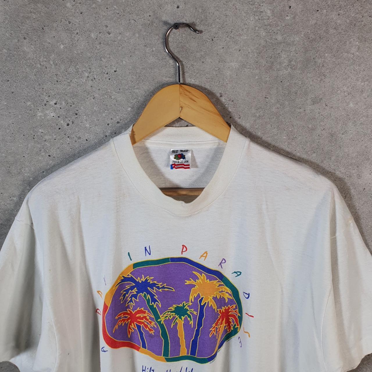 Vintage Fruit of the Loom USA Hilton Head Island Single Stitch T Shirt Womens Medium White Big Fish Vintage