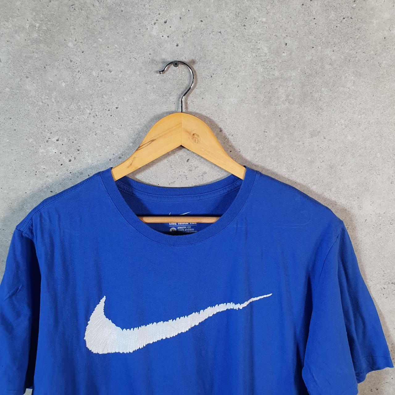 Vintage Nike T Shirt Men’s XL Blue Printed Single Swoosh Logo Athletic Big Fish Vintage