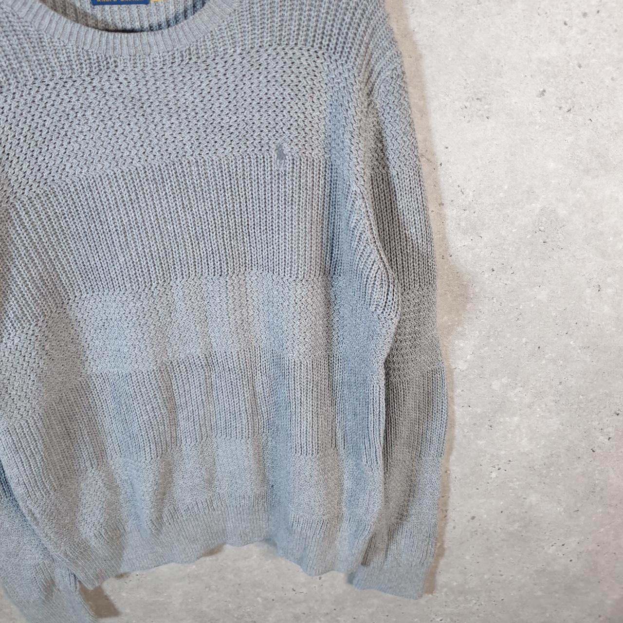 Vintage Ralph Lauren Polo Knit Sweatshirt Men’s Large Grey Cotton Pullover Pony