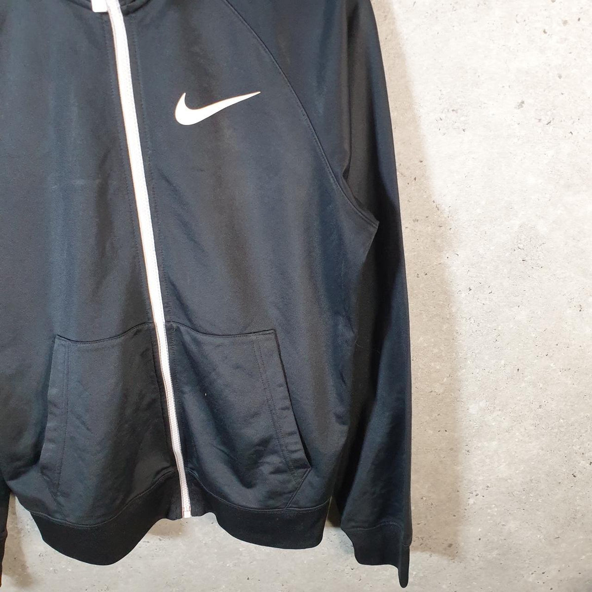 Vintage Nike Dri Fit Windbreaker Track Jacket Mens Small Black USA Swoosh Full Zip USA
