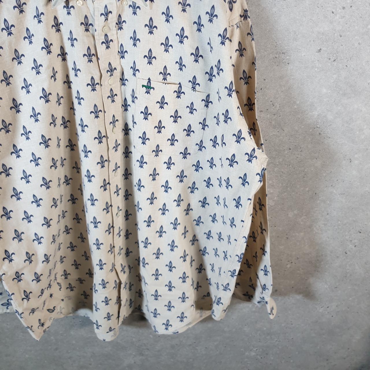 Vintage Tommy Hilfiger All over Print AOP Shirt Men’s Large Brown Cotton Custom Fit