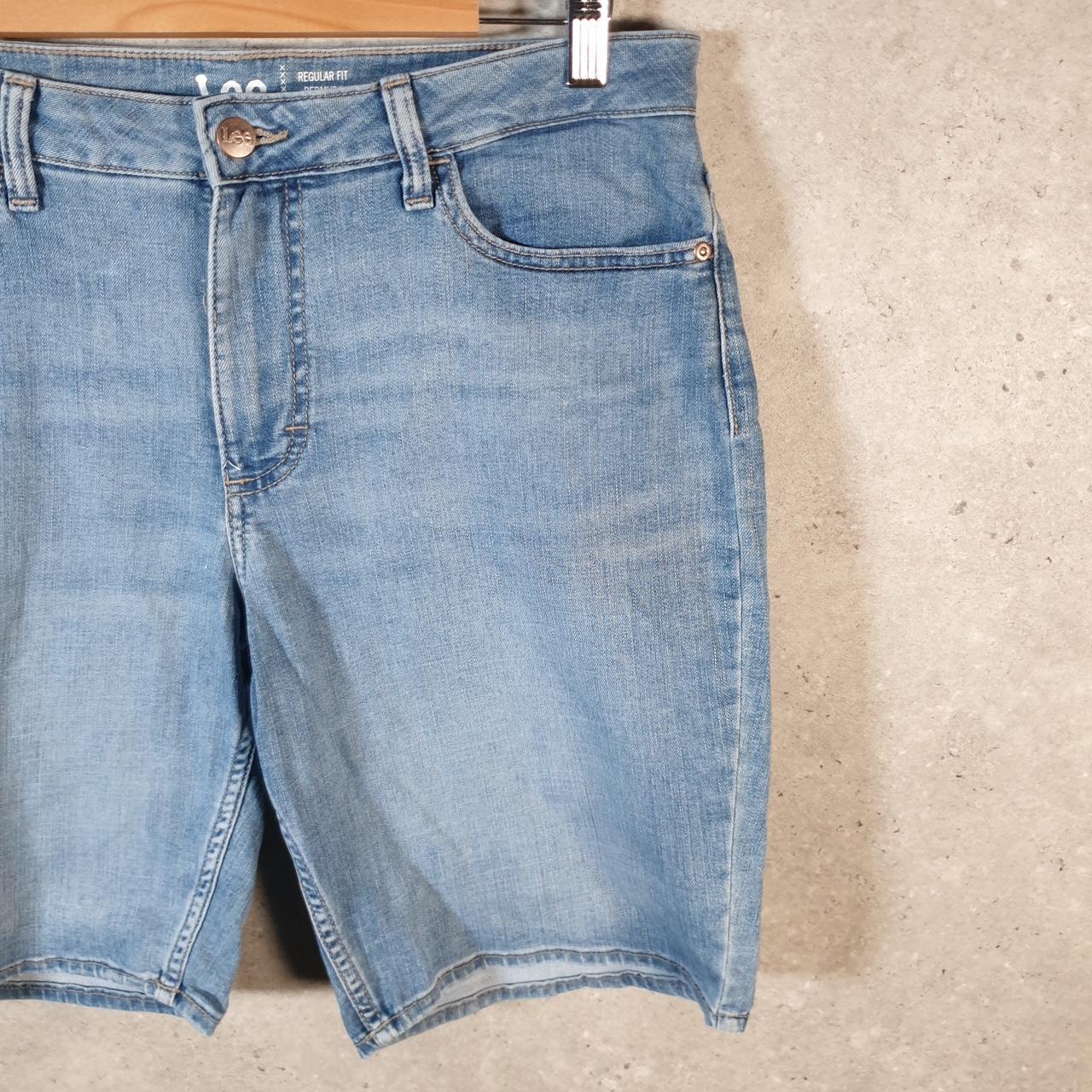 Vintage Lee Baggy Shorts Jorts Cargo Womens W34 Blue Relaxed Denim