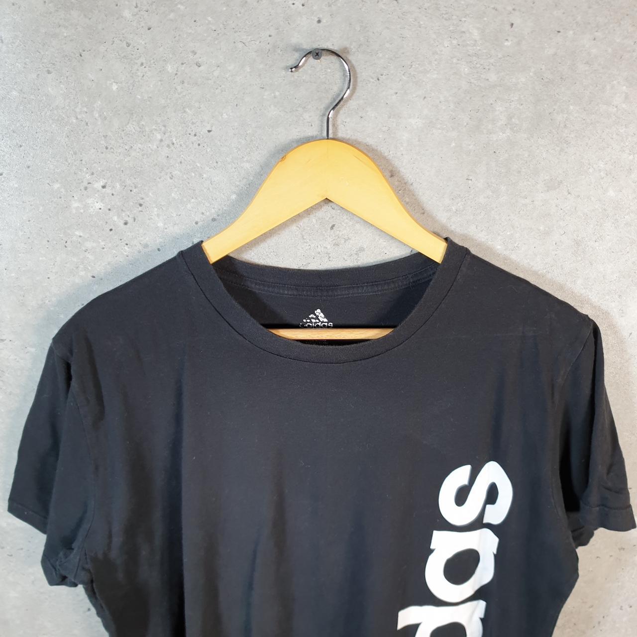 Vintage Adidas Spellout T Shirt Shirt Men’s XL Black Three Stripes Logo Athletic C9877