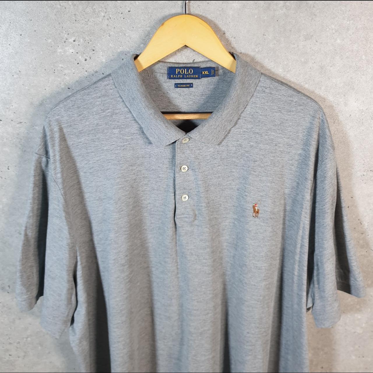 Vintage Ralph Lauren Polo Shirt Men’s 2XL Grey Classic Fit Fit Embroidered Pony C9896