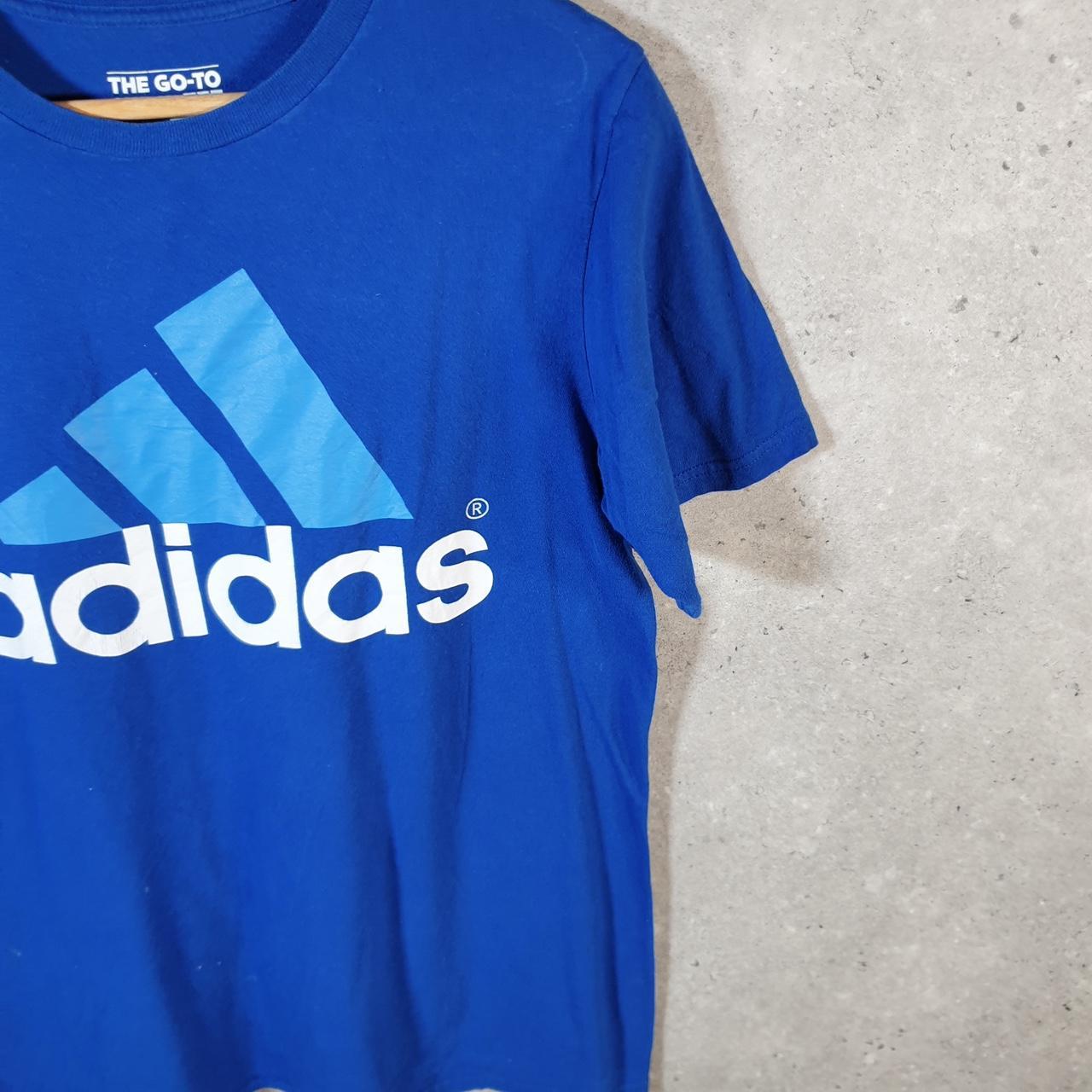 Vintage Adidas Go To Tee T Shirt Men’s Medium Blue Three Stripes Logo Athletic