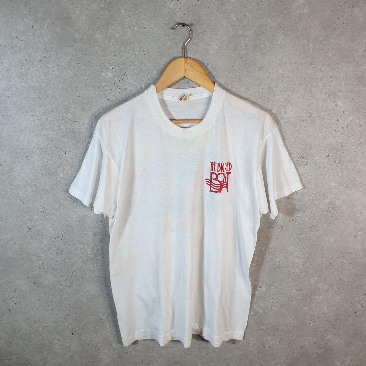 Vintage Screen Stars Best The Big Red Boat 90s USA Single Stitch T Shirt Men’s Medium White Big Fish Vintage