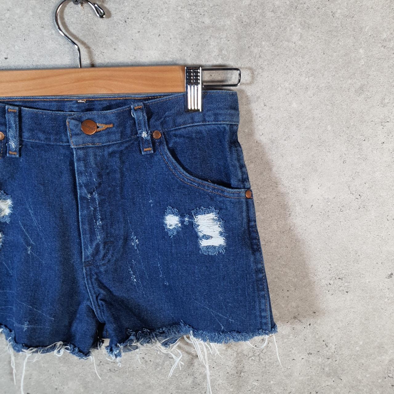 Vintage Wrangler Cut Off Baggy Shorts Jorts Cargo Womens W26 Blue Relaxed Denim