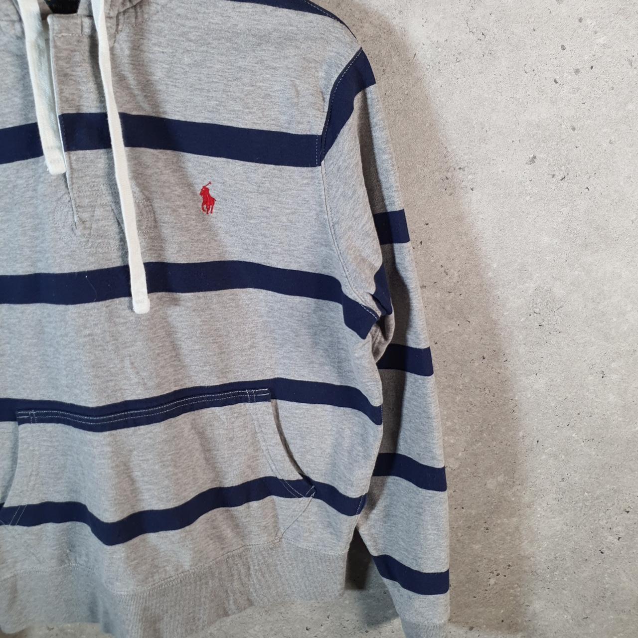 Vintage Ralph Lauren Polo Heavyweight Hoodie Womens Medium Grey Cotton Pullover 1/4 Button Pony