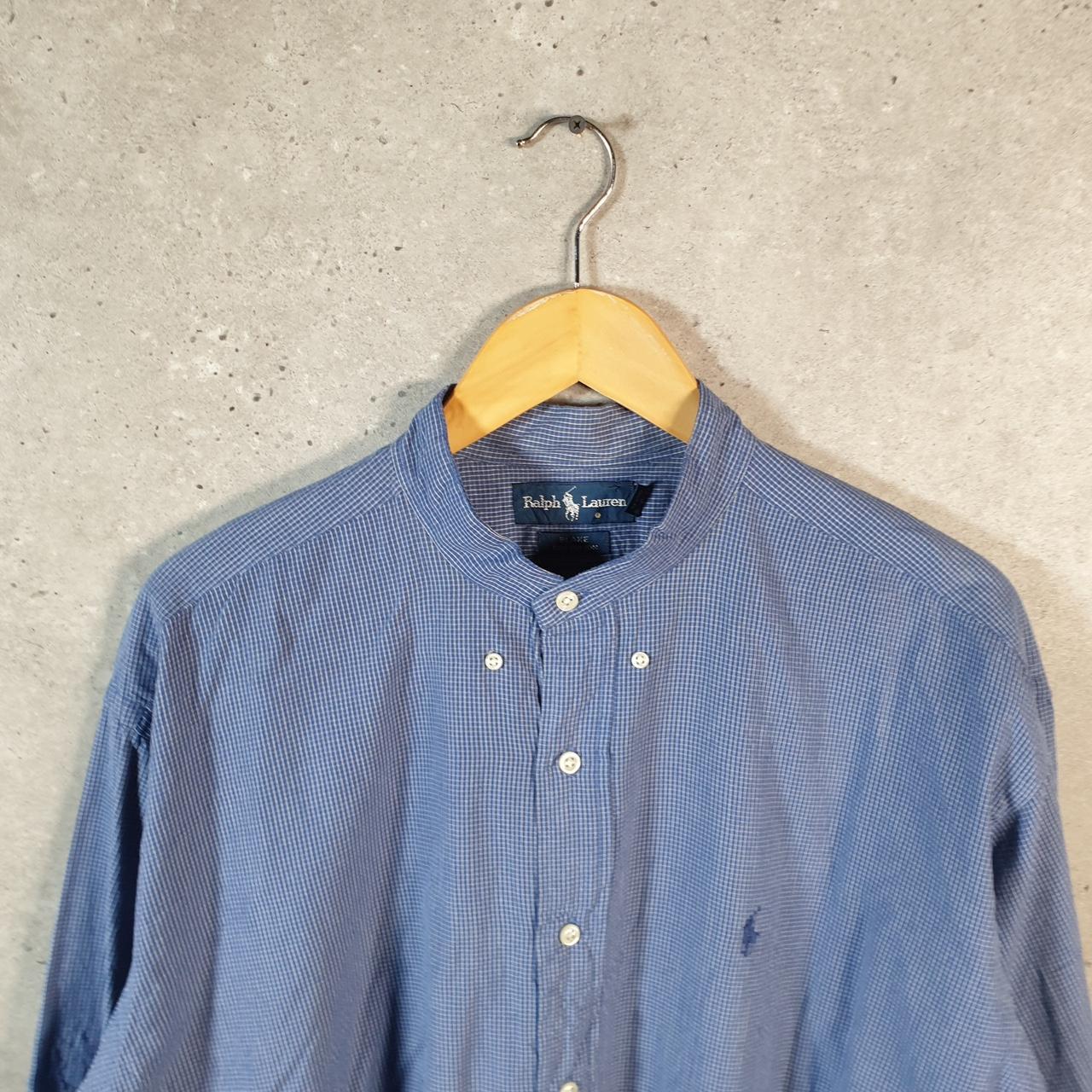 Vintage Ralph Lauren Button Down Shirt Men’s XL Blue Checkered Blake Fit Cotton Pony Big Fish Vintage