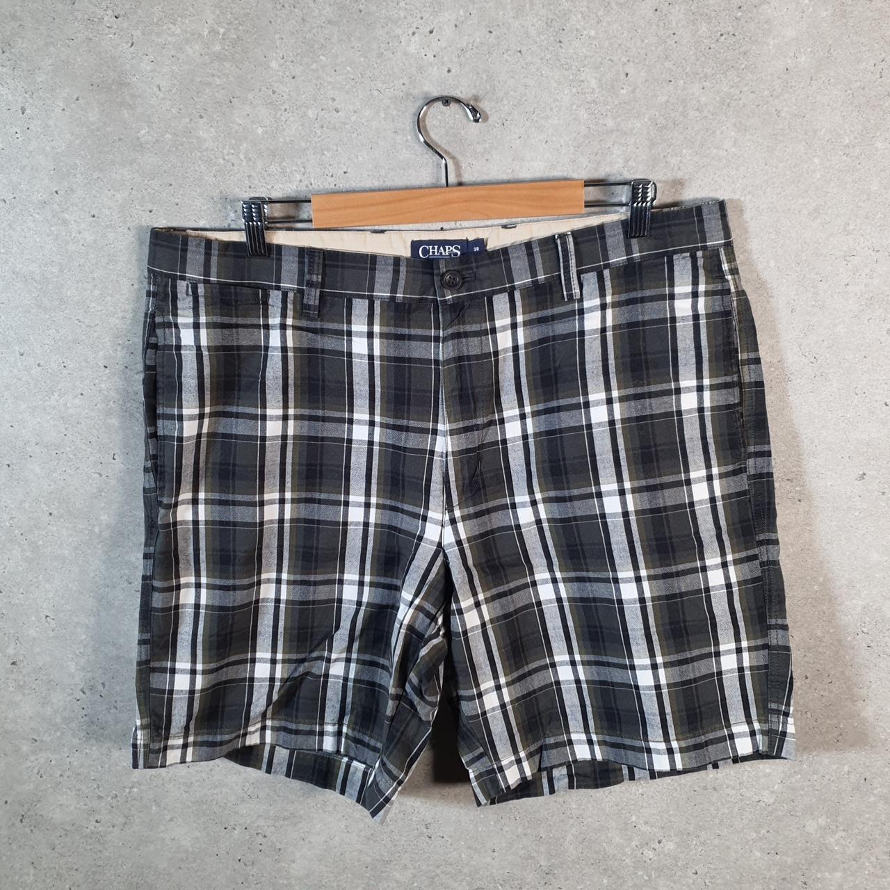 Vintage Chaps Ralph Lauren Polo Shorts Jorts Cargo Men’s W38 Checkered Black Baggy Cotton A4452