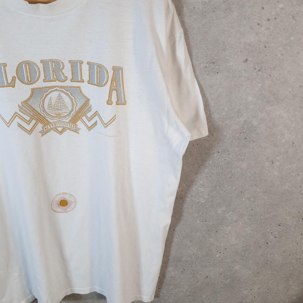 Vintage Florida Sun Shine State Boat Sail 90s T Shirt Men’s Large White Graphic