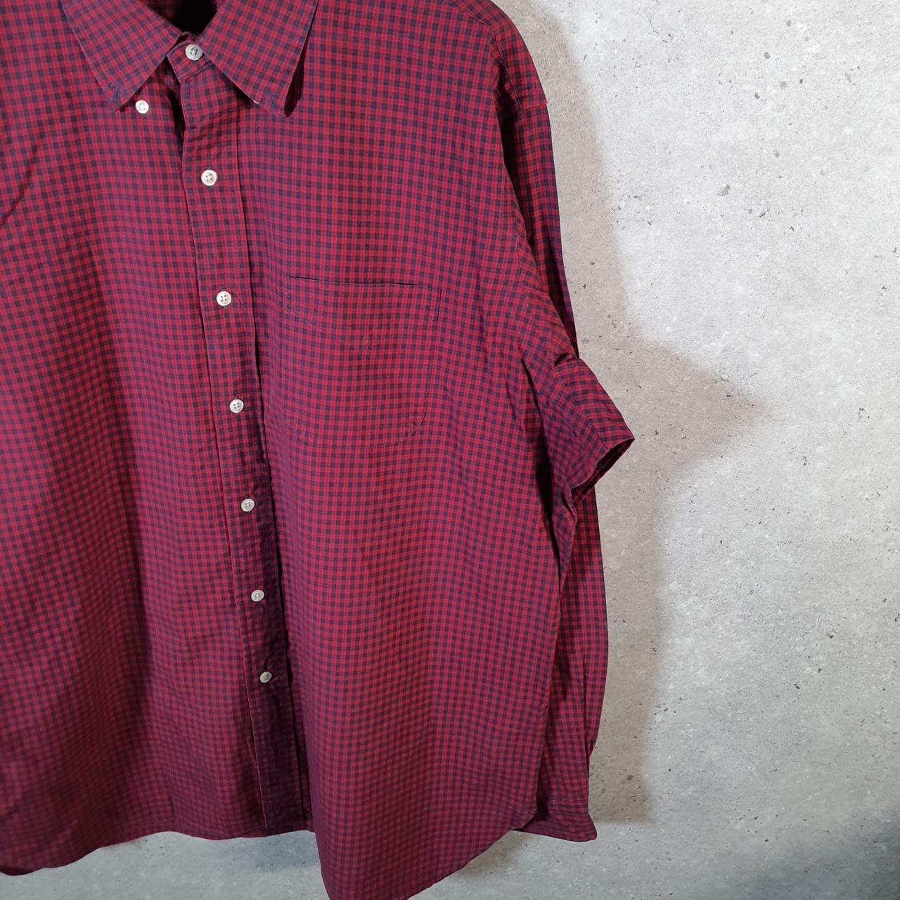 Vintage Ralph Lauren Button Down Shirt Men’s 2XL Burgundy Checkered Cotton