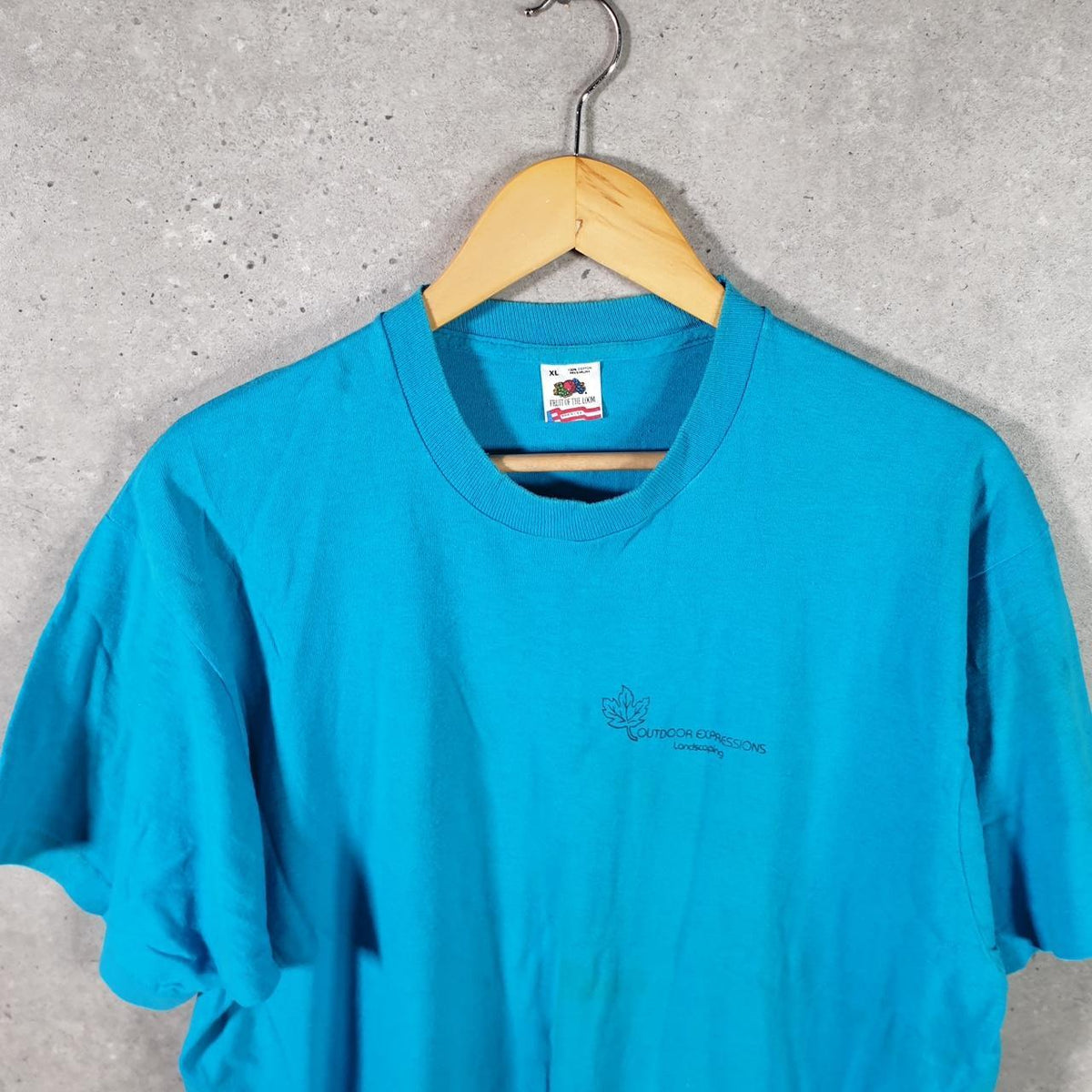Vintage Best Fruit of the Loom Outdoor Landscaping USA Single Stitch T Shirt Men’s XL Blue Big Fish Vintage