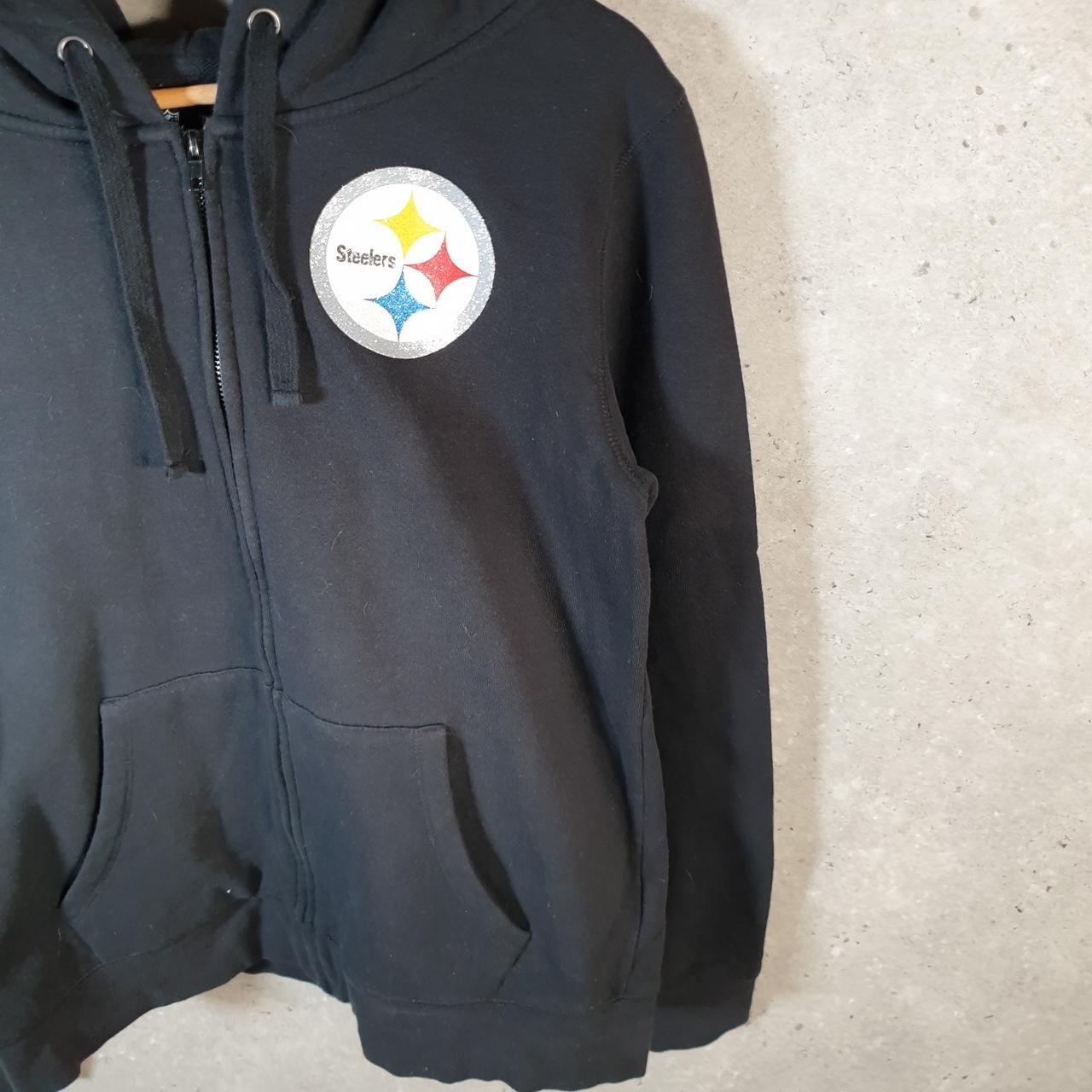 Vintage NFL Pittsburgh Steelers Hoodie Womens Large Black USA Pro Sport