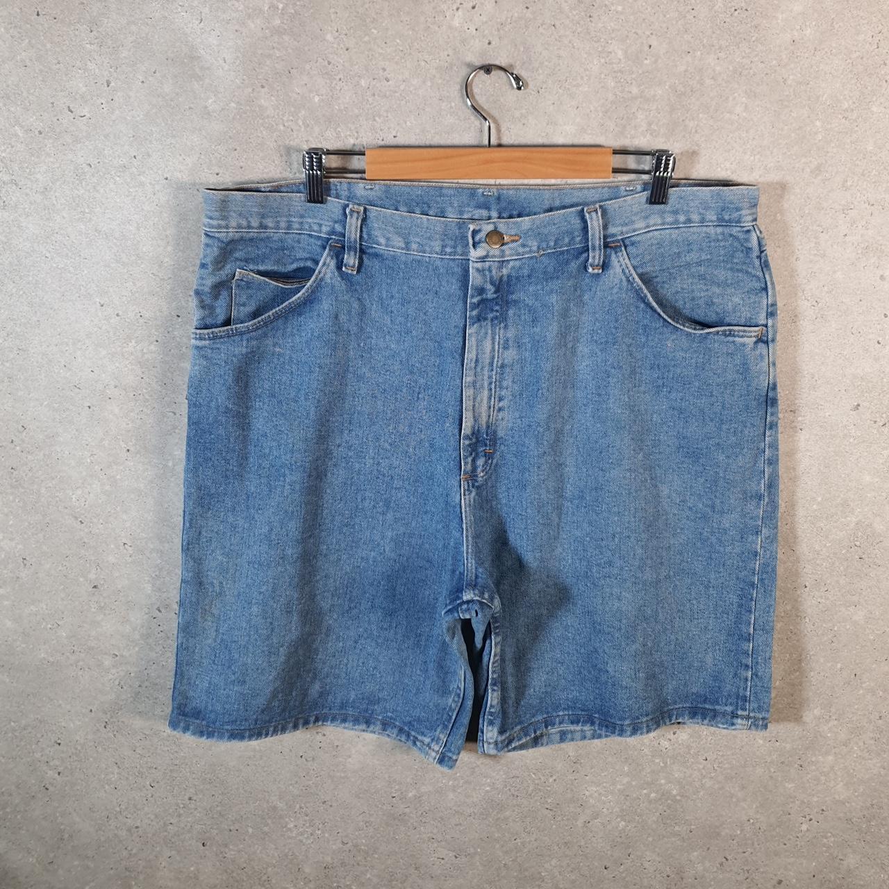 Vintage Wrangler Denim Shorts Jorts Cargo Men’s W40 Relaxed Blue Baggy Cotton
