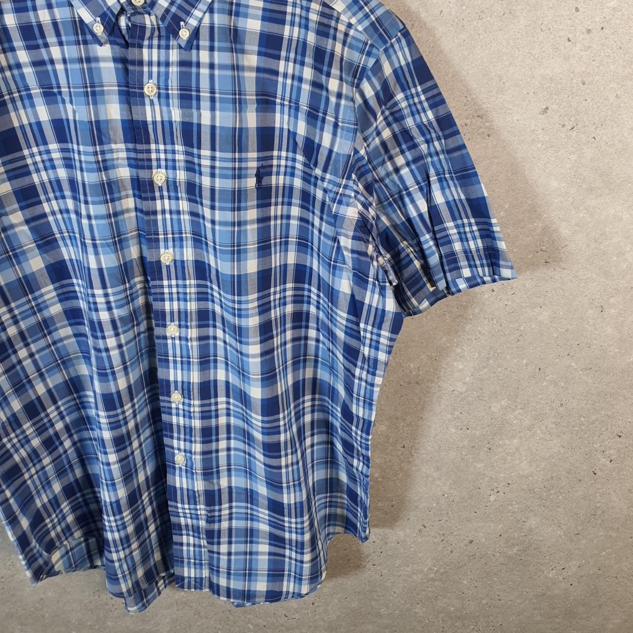 Vintage Ralph Lauren Button Down Shirt Men’s Large Blue Short Sleeve Pony Cotton