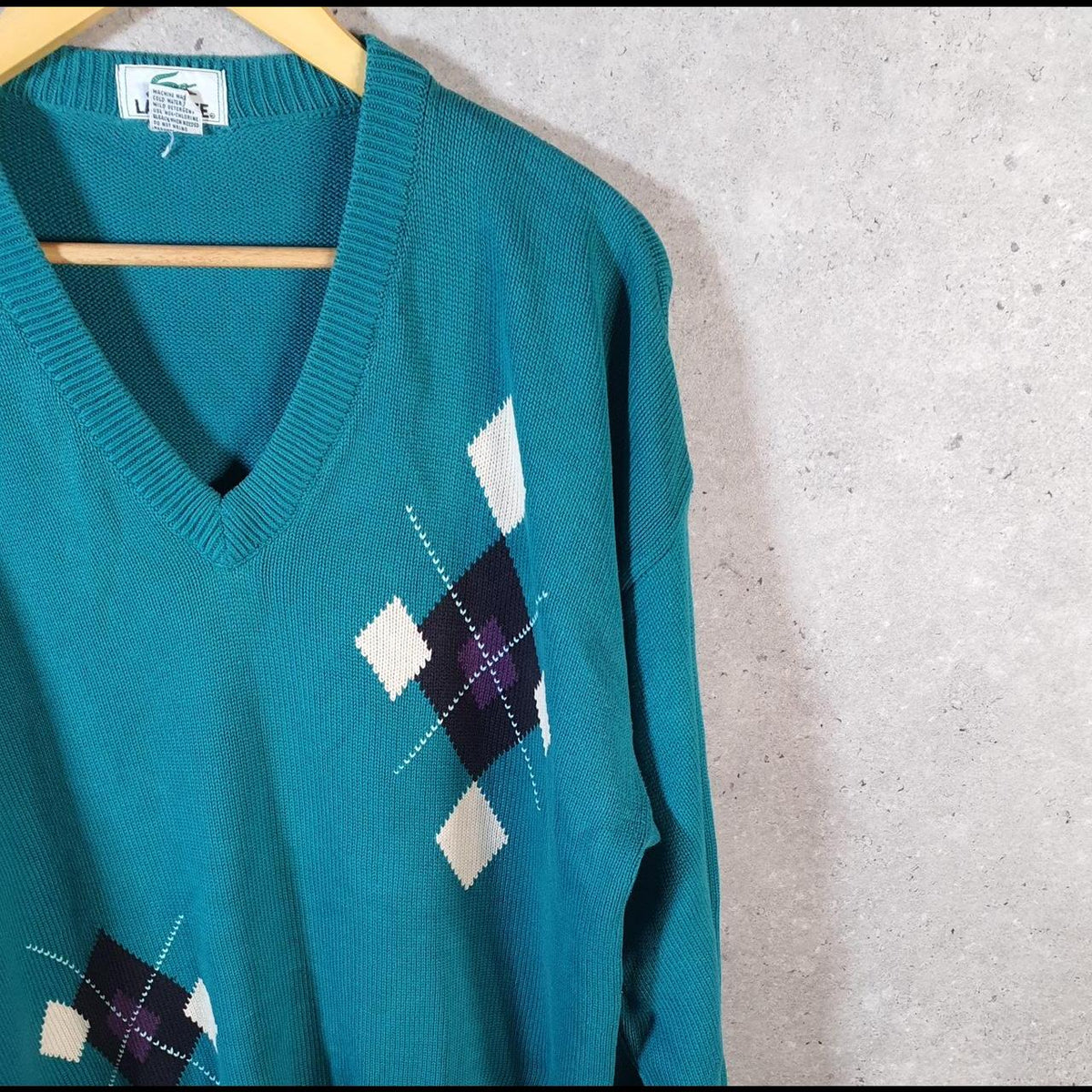 Vintage Lacoste Sweatshirt Men’s Medium Blue Pullover Logo Y2K Jumper Logo