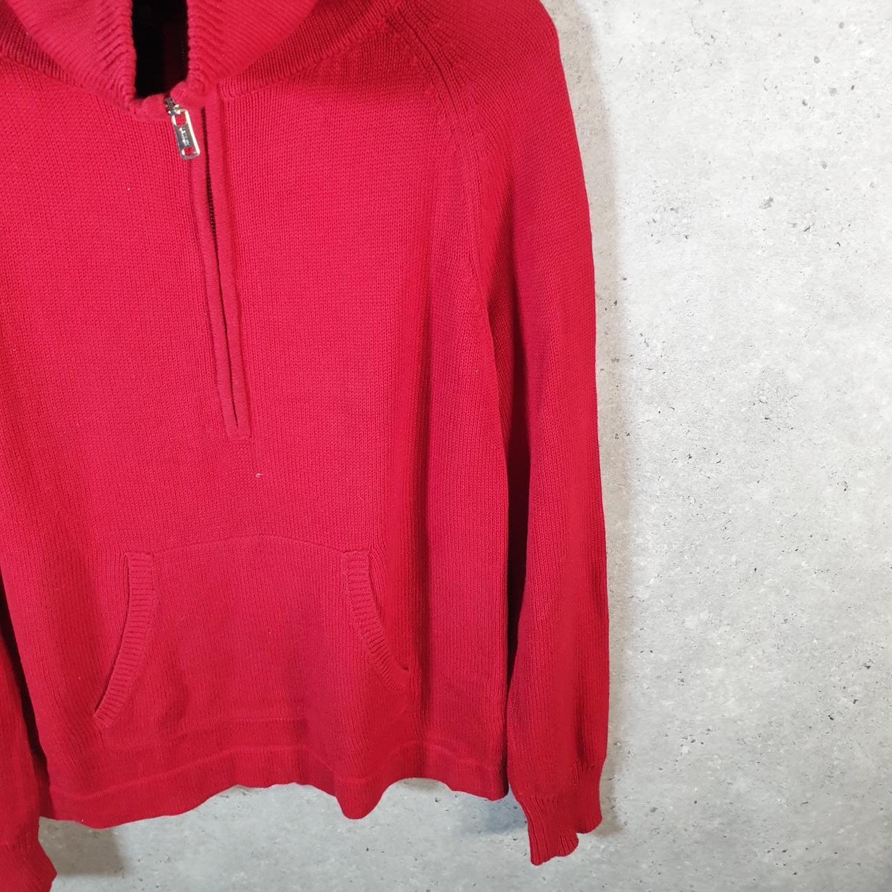 Vintage Ralph Lauren Polo Cable Knit Sweater Womens Large Red Cotton 1/4 Zip
