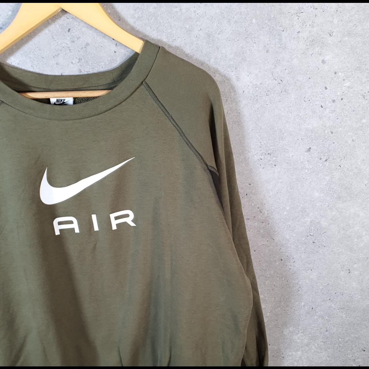 Vintage Nike Air Sweatshirt Men’s Large Khaki Green Swoosh Y2K Pullover Logo