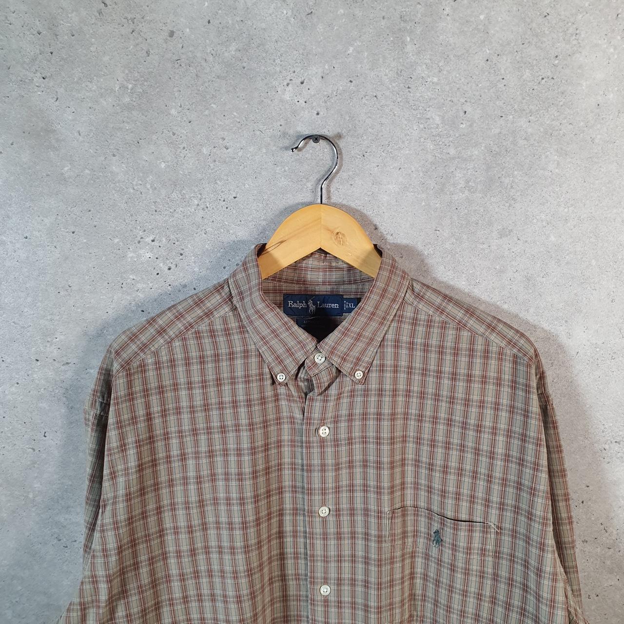 Vintage Ralph Lauren Button Down Shirt Men’s XL Brown Checkered Mcmeel Cotton Pony Big Fish Vintage
