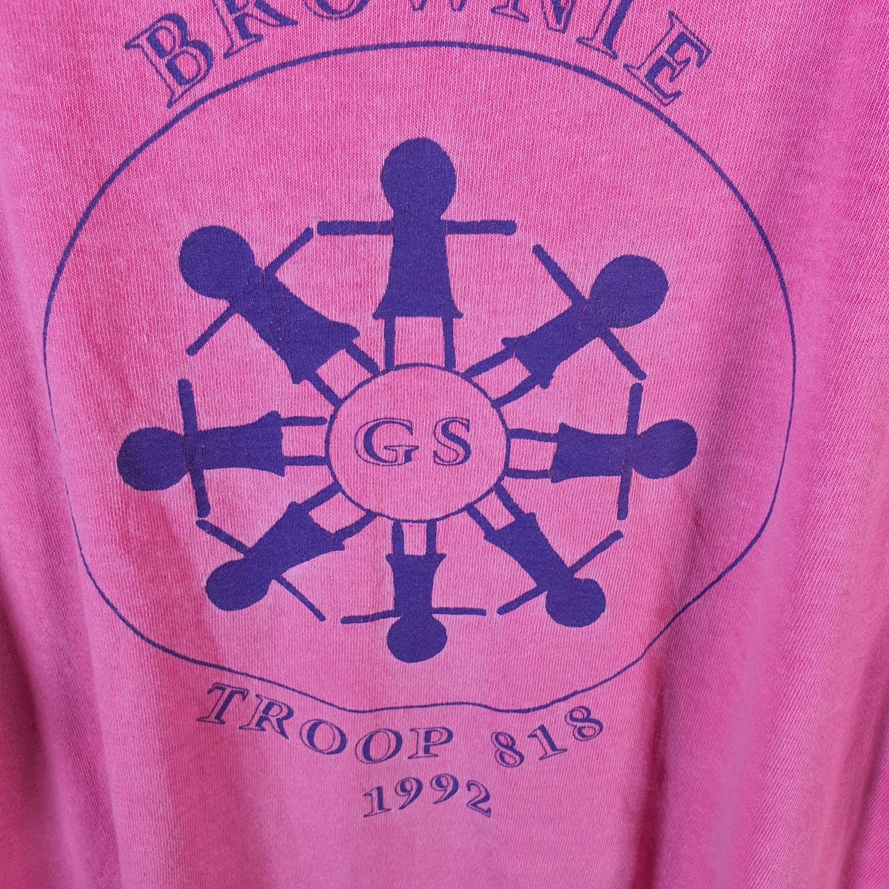 Vintage Fruit of the Loom 1992 Brownie Troop 818 USA Single Stitch T Shirt Men’s XL Pink
