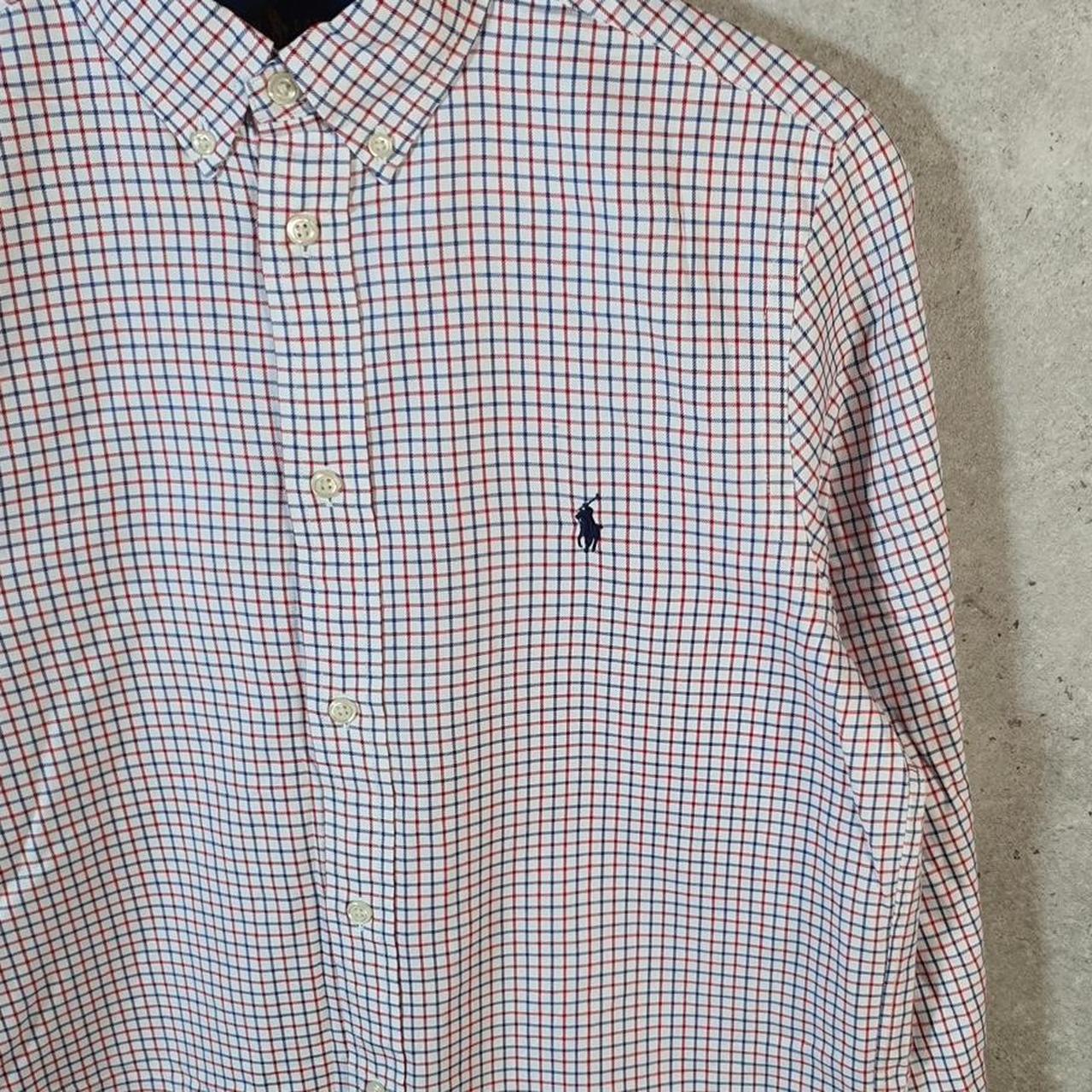 Vintage Ralph Lauren Button Down Shirt Womens Medium Red Checkered Classic Fit Cotton Pony