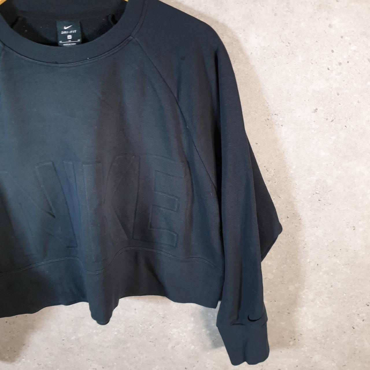 Vintage Nike Embroidered Dri Fit Spellout Sweatshirt Womens M Black Swoosh